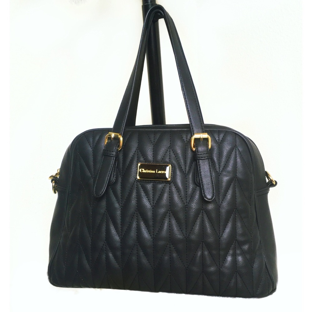 Christian Lacroix Black Faux Leather Satchel